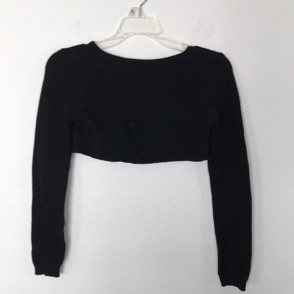 CHEROKEE GIRLS SPARKLY BLACK CROP TOP SWEATER SIZE M (7/8) - Picture 5 of 5